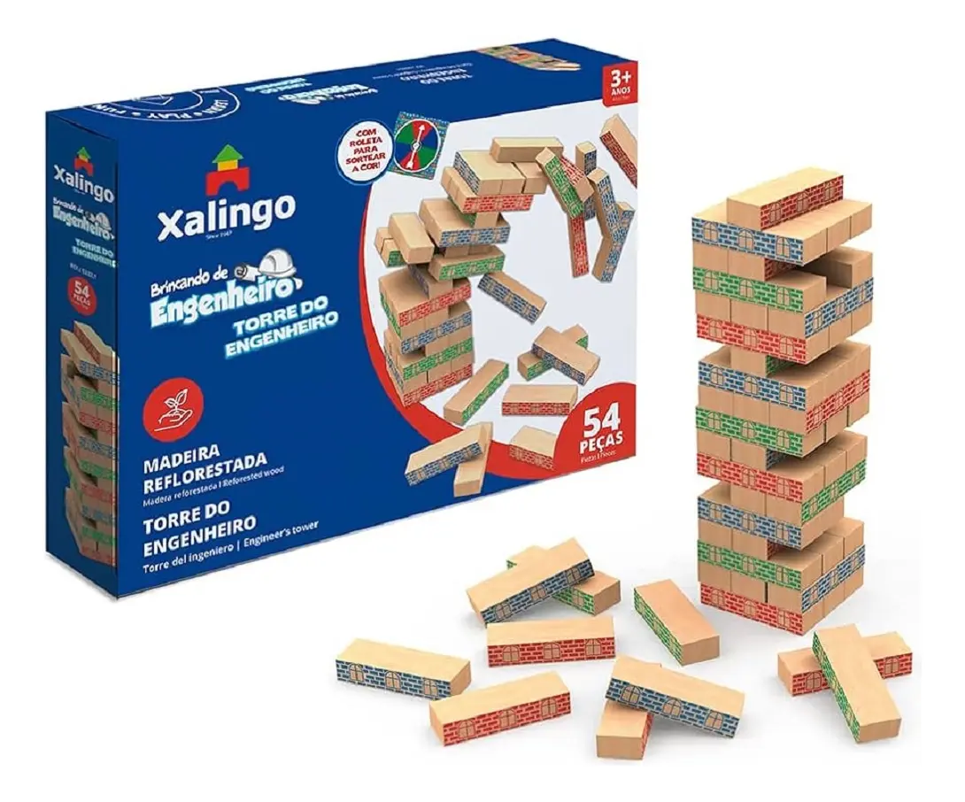 Brincando de Engenheiro Torre 54 peças — Xalingo — melhor opção